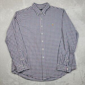 Ralph Lauren Shirt Mens‎ XXL Dress Button Up Long Sleeve Pony Tartan Blue Adult